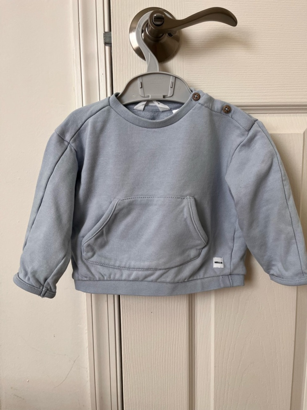 Mango Kids Light Blue Pullover Sweatshirt with Front Pocket